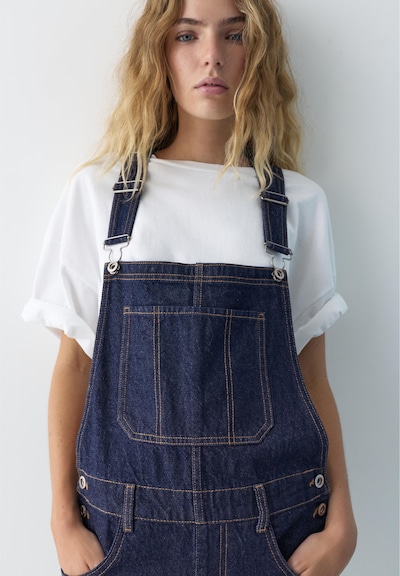 Pull&Bear Tuinbroek jeans in XS in de kleur Donkerblauw, Productweergave
