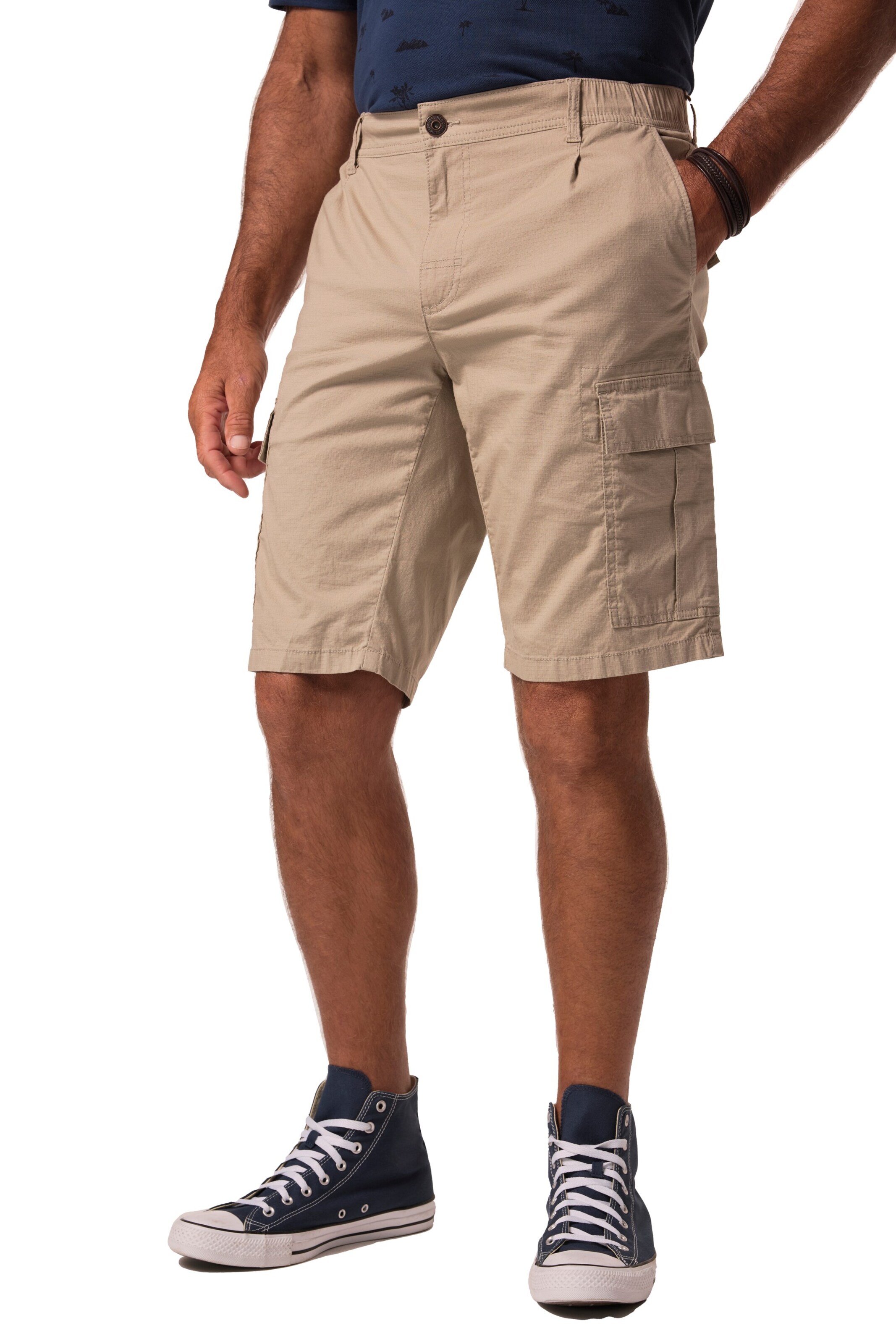 JP1880 Regular Cargobroek 'Bermuda' in Beige: voorkant