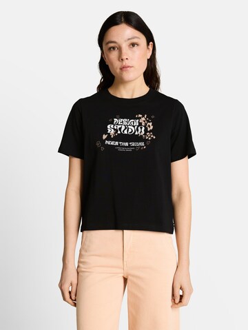 TOM TAILOR DENIM Shirt in Zwart: voorkant