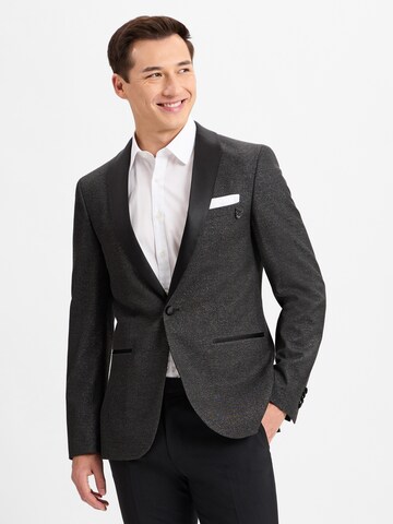 Coupe slim Veste de costume Finshley & Harding London en noir : devant