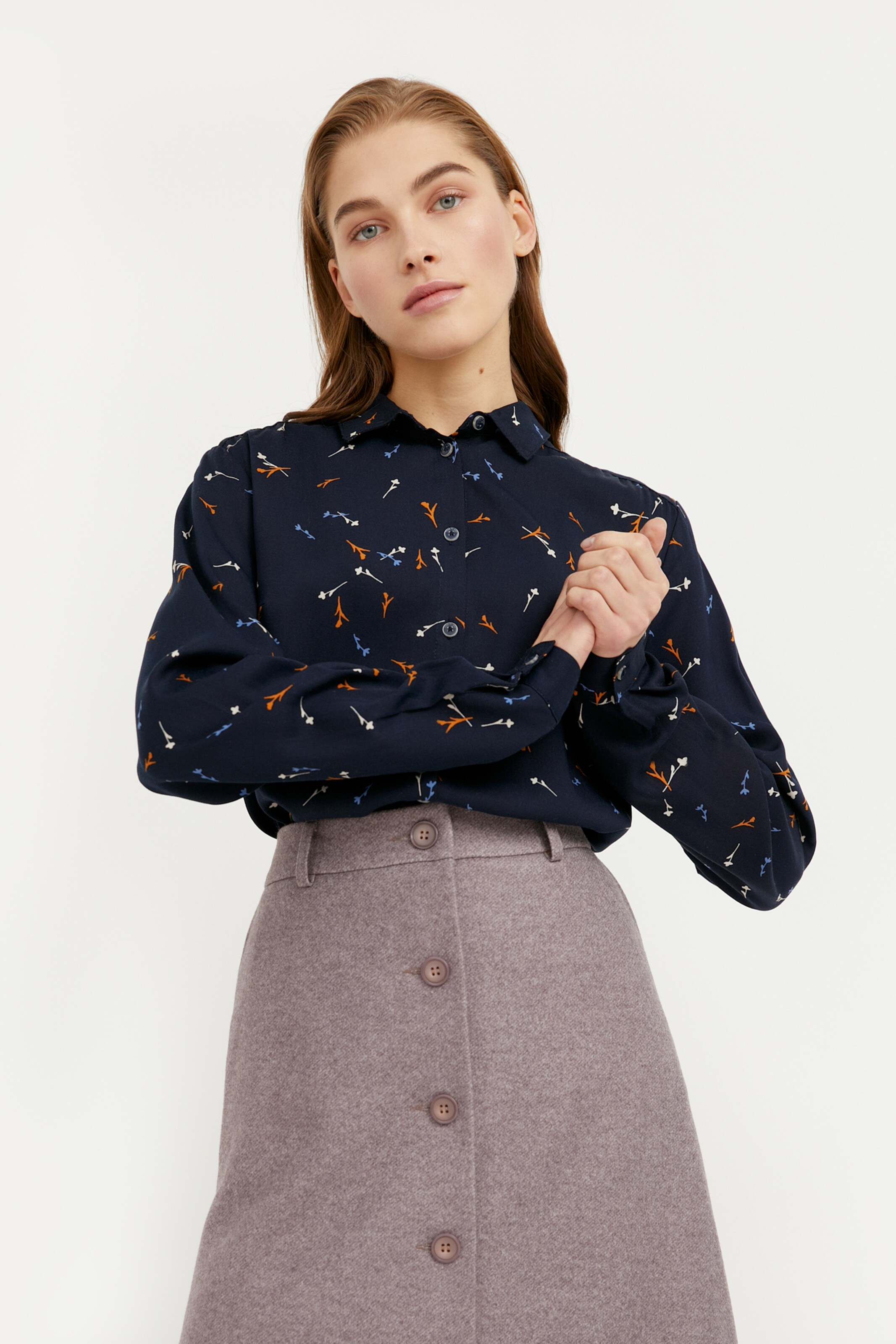 Frauen Große Größen Finn Flare Hemdbluse in Dunkelblau - QY57879 Frauen Große Größen Finn Flare Hemdbluse in Dunkelblau - QY57879