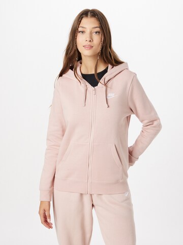 Giacca di felpa 'Club Fleece' di Nike Sportswear in rosa: frontale