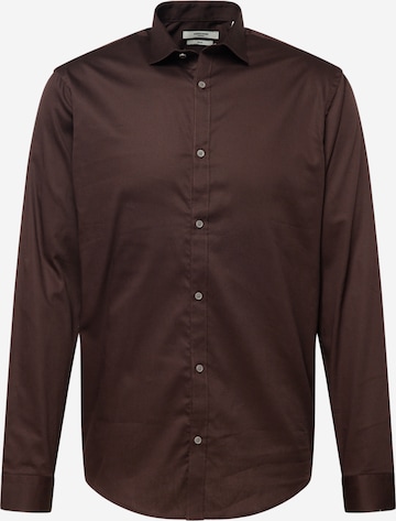 JACK & JONES Button Up Shirt in Brown: front