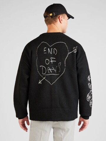 TOPMAN Knit cardigan 'End Of Days' in Black