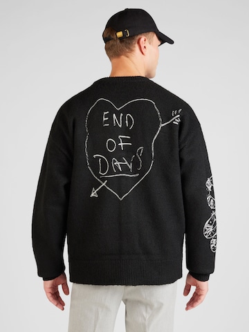 TOPMAN Knit cardigan 'End Of Days' in Black