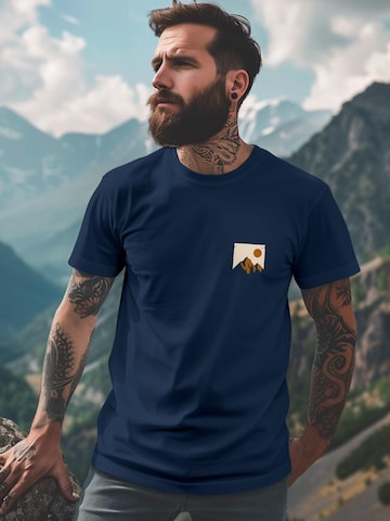 Neverless Shirt 'Mointain Badge' in Blue
