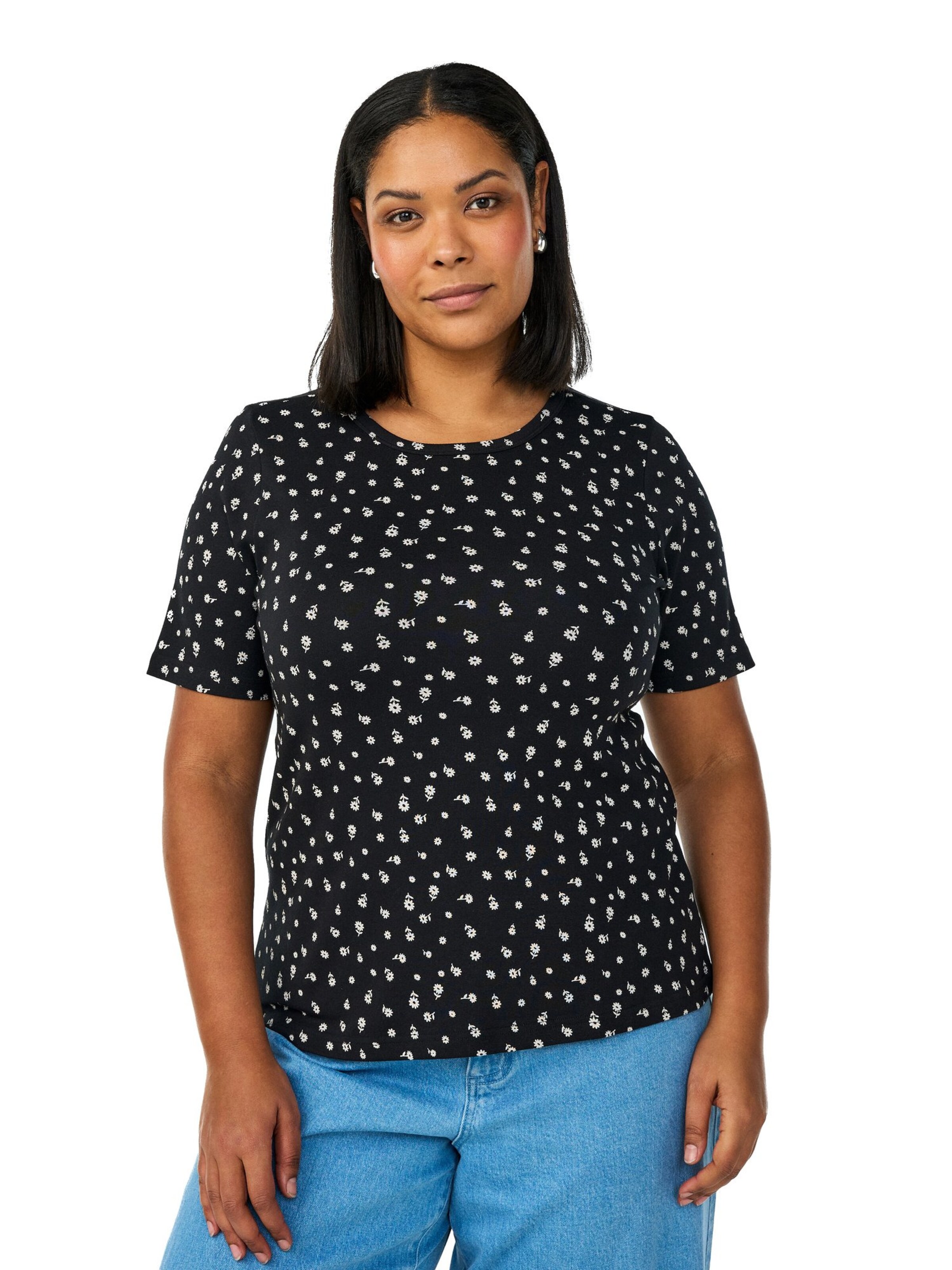 Maglietta 'MLUNA' di Zizzi in nero: frontale