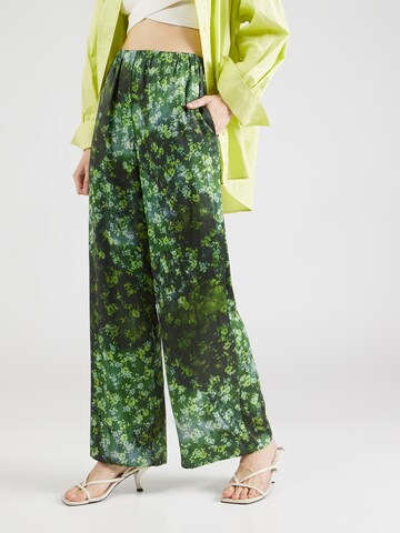 TOPSHOP Wide leg Broek in Groen: voorkant