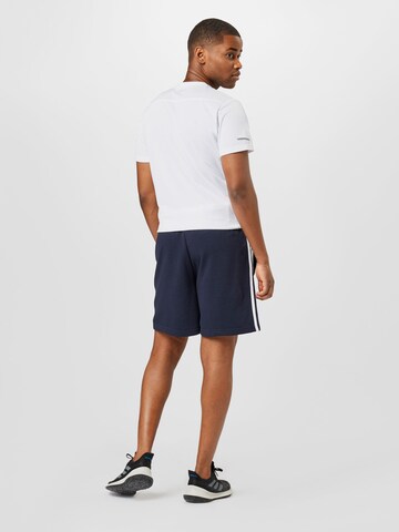 mėlyna ADIDAS SPORTSWEAR Standartinis Sportinės kelnės 'Essentials French Terry 3-Stripes'