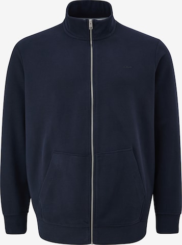 s.Oliver Men Big Sizes Zip-Up Hoodie in Blue: front