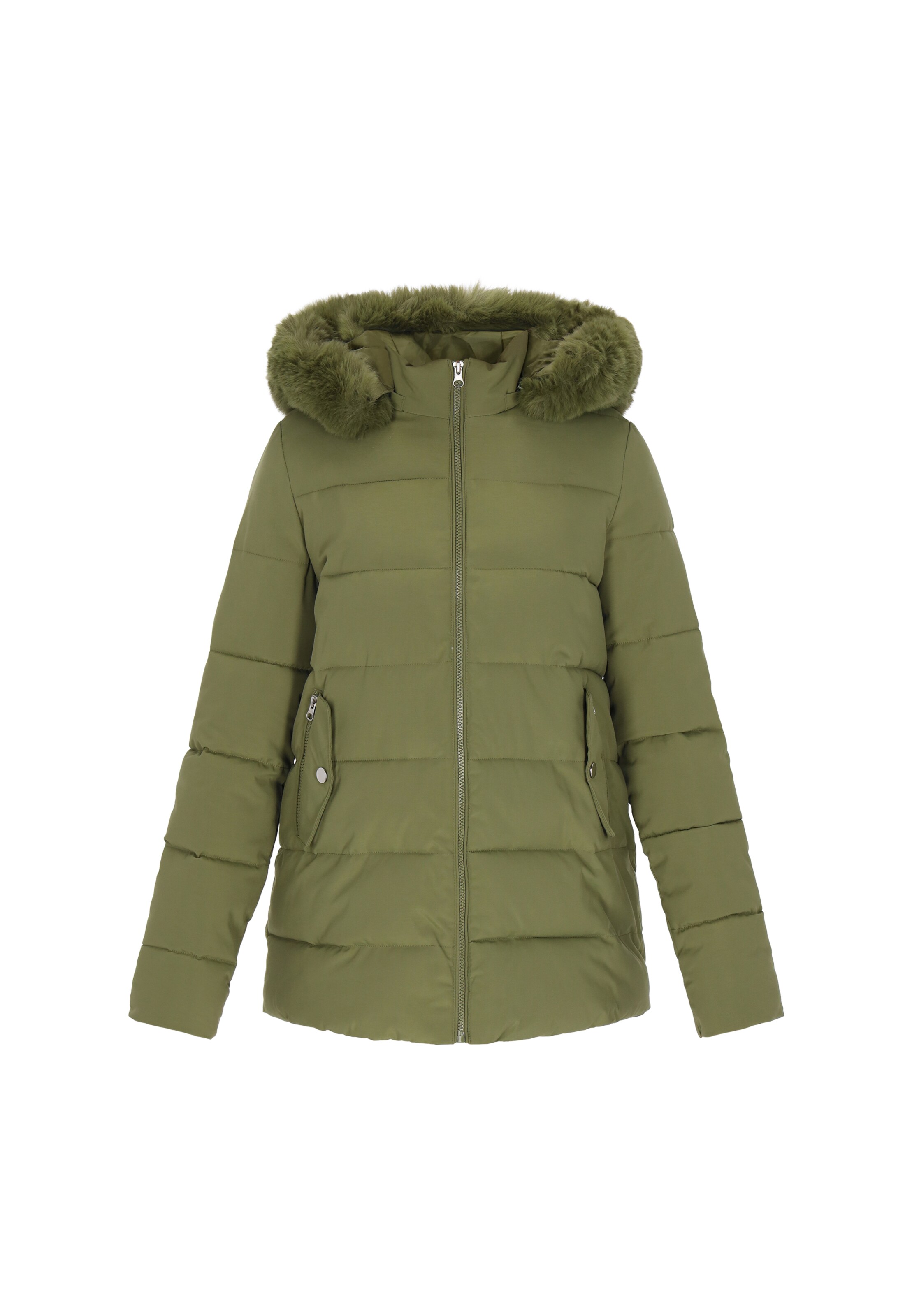 Usha Winter Coat in Olive, Item view