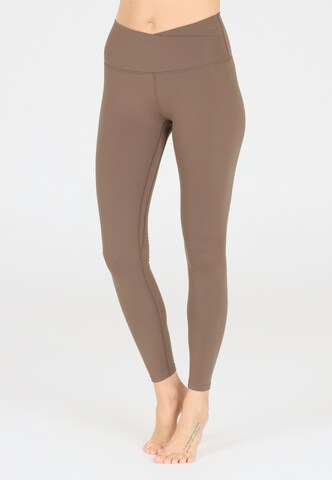 Athlecia Skinny Tights 'Snyder' in Braun: Vorderseite