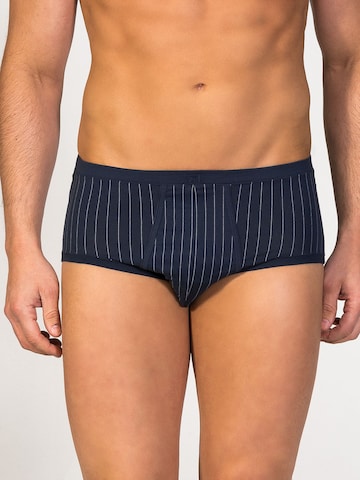 Slip 'Senior Prinstriped Fly Front Brief' di zd ZERO DEFECTS in blu: frontale