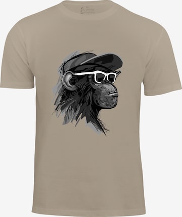 Cotton Prime T-Shirt 'Cool Monkey mit Brille' in Beige: Vorderseite