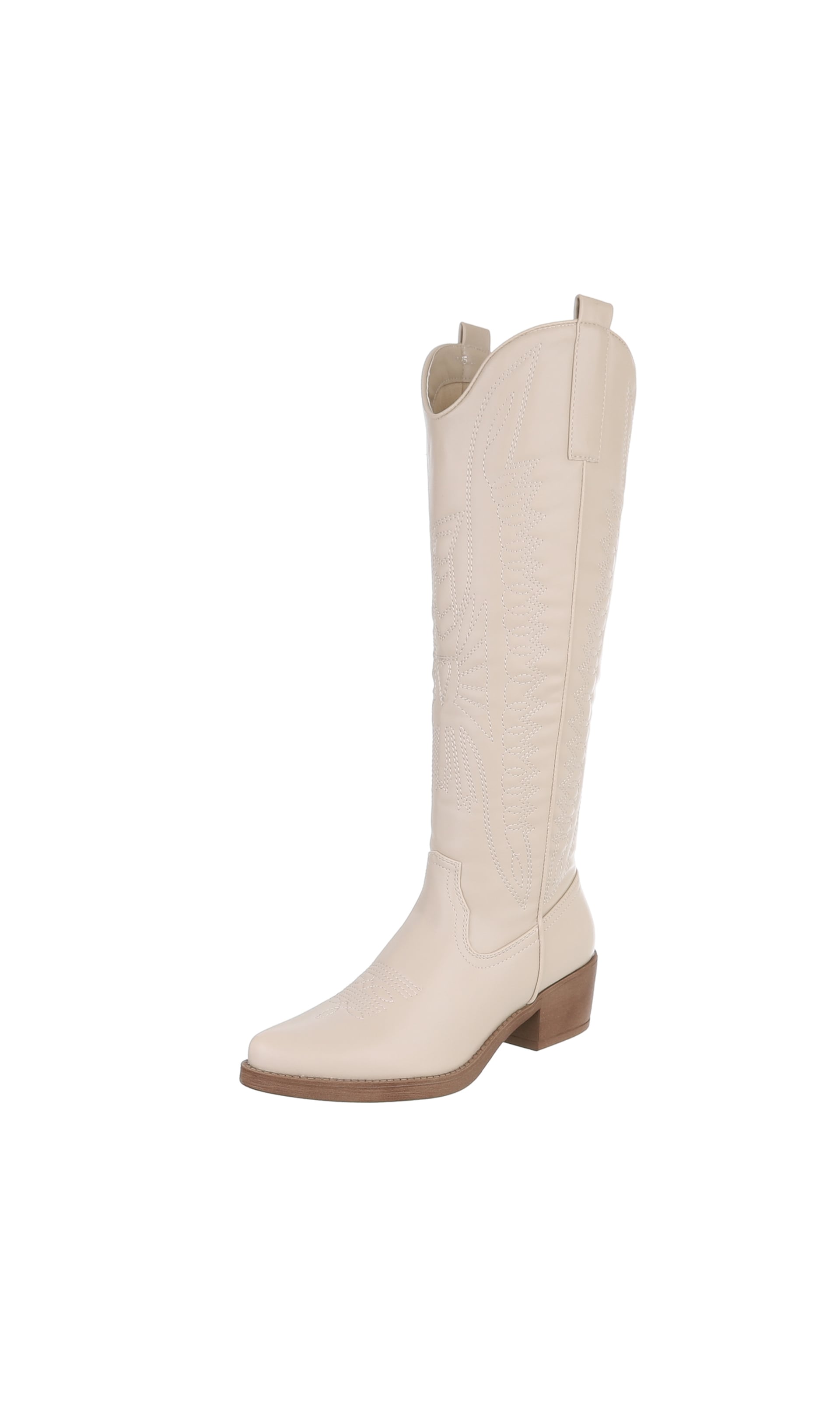 Ital-Design Cowboy Boots in Beige: front