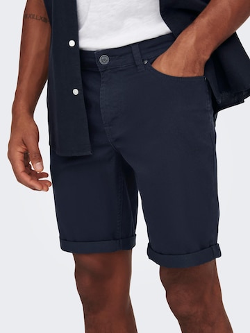 Only & Sons Regular Trousers 'Ply' in Blue: front