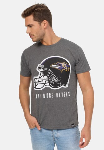 Recovered Shirt 'NFL Ravens Helmet Dark Core' in Grey