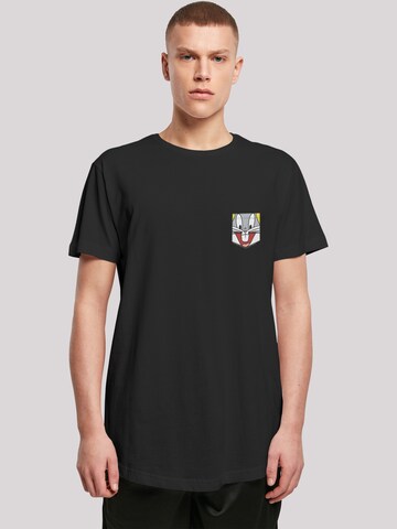 F4NT4STIC Shirt 'Looney Tunes Bugs Bunny Face' in Zwart: voorkant