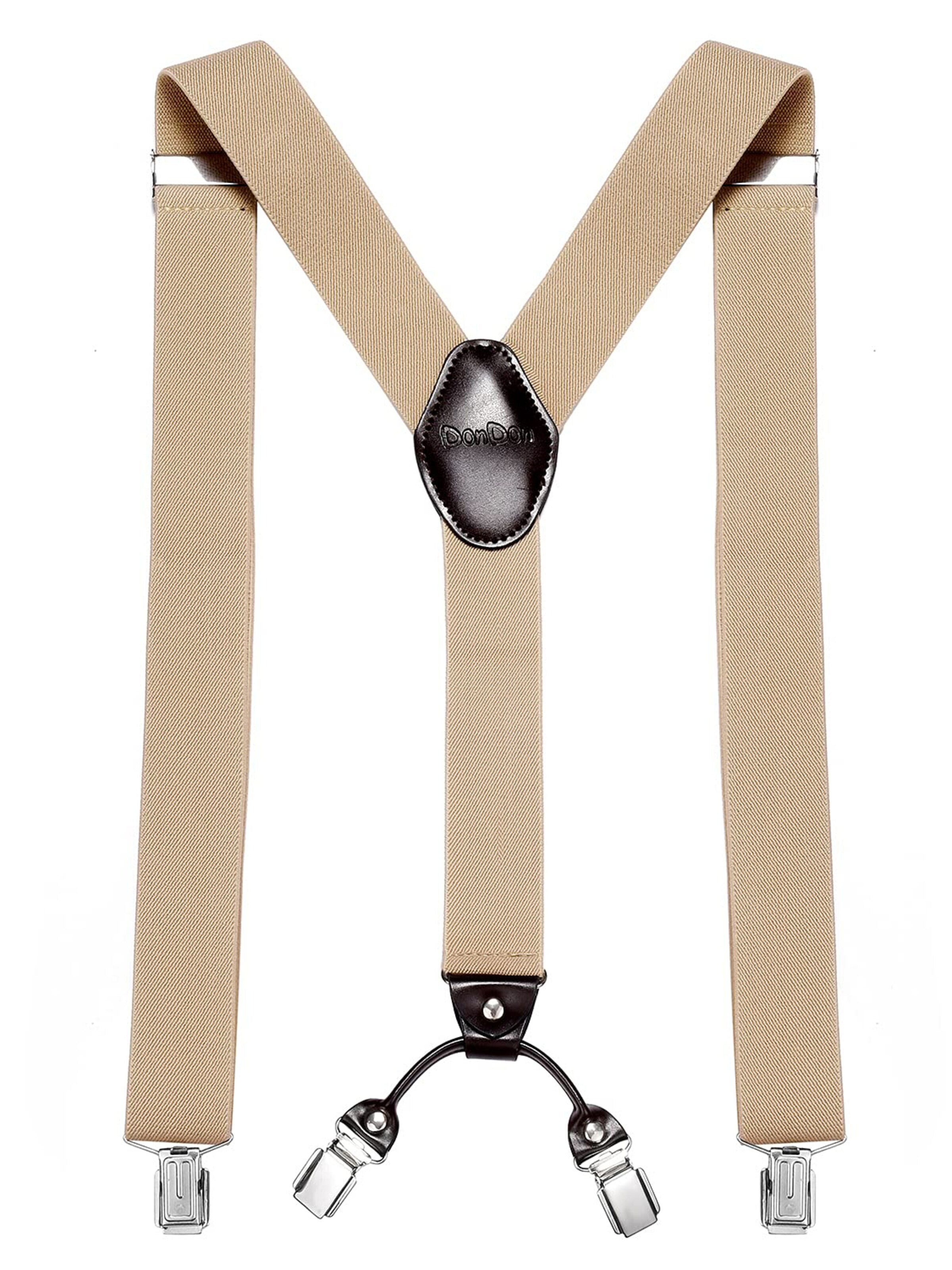 DonDon Suspenders in Beige: front