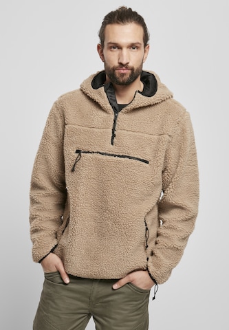 Brandit Fleece Jacket ' Teddyfleece Worker' in Brown: front