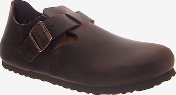 BIRKENSTOCK Clogs 'LONDON OILED LEATHER HABANA' in Brown: front