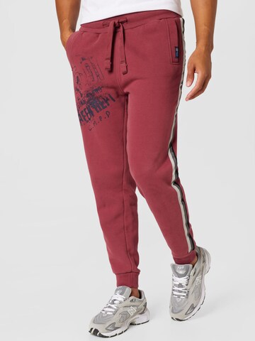 CAMP DAVID Tapered Pants in Red: front