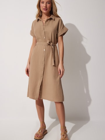 Happiness İstanbul Košeľové šaty - Béžová