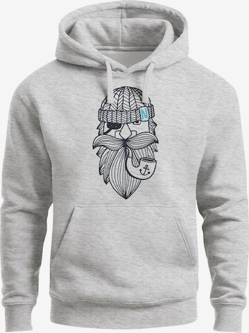 Neverless Sweatshirt 'Sailor Captain mit Pfeife' in Grau: Vorderseite