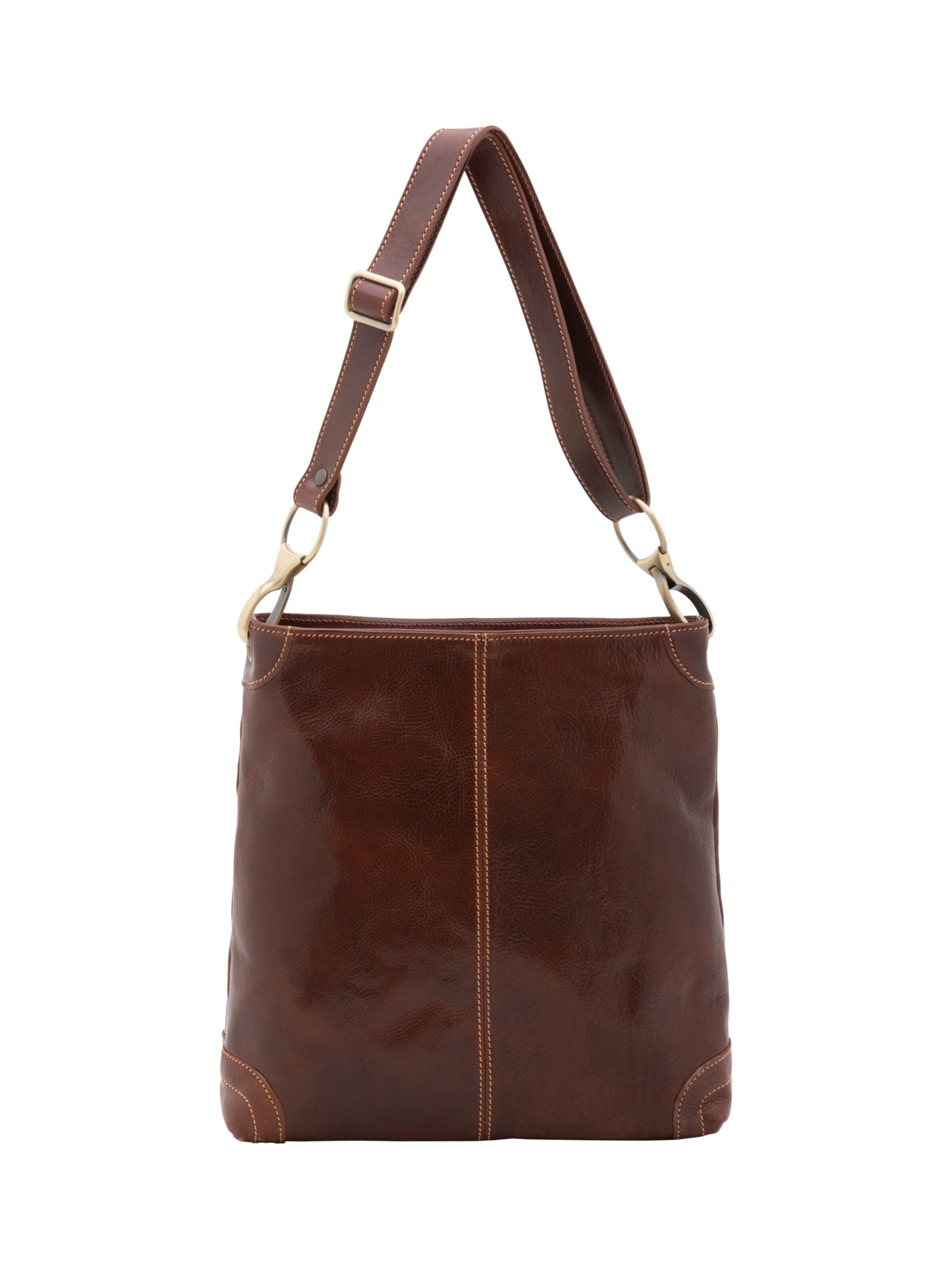 Borsa a spalla 'Borsa a Spalla Donna Pelle Vacchetta Vera - Chiusura Zip Tracolla Regolabile' di I Fratelli in marrone: frontale