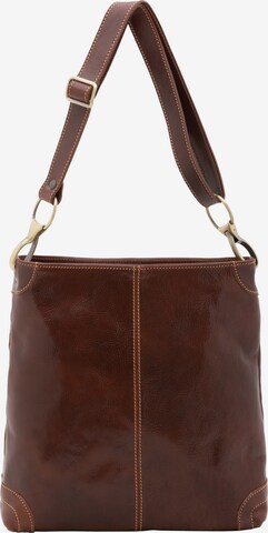 Borsa a spalla 'Borsa a Spalla Donna Pelle Vacchetta Vera - Chiusura Zip Tracolla Regolabile' di I Fratelli in marrone: frontale