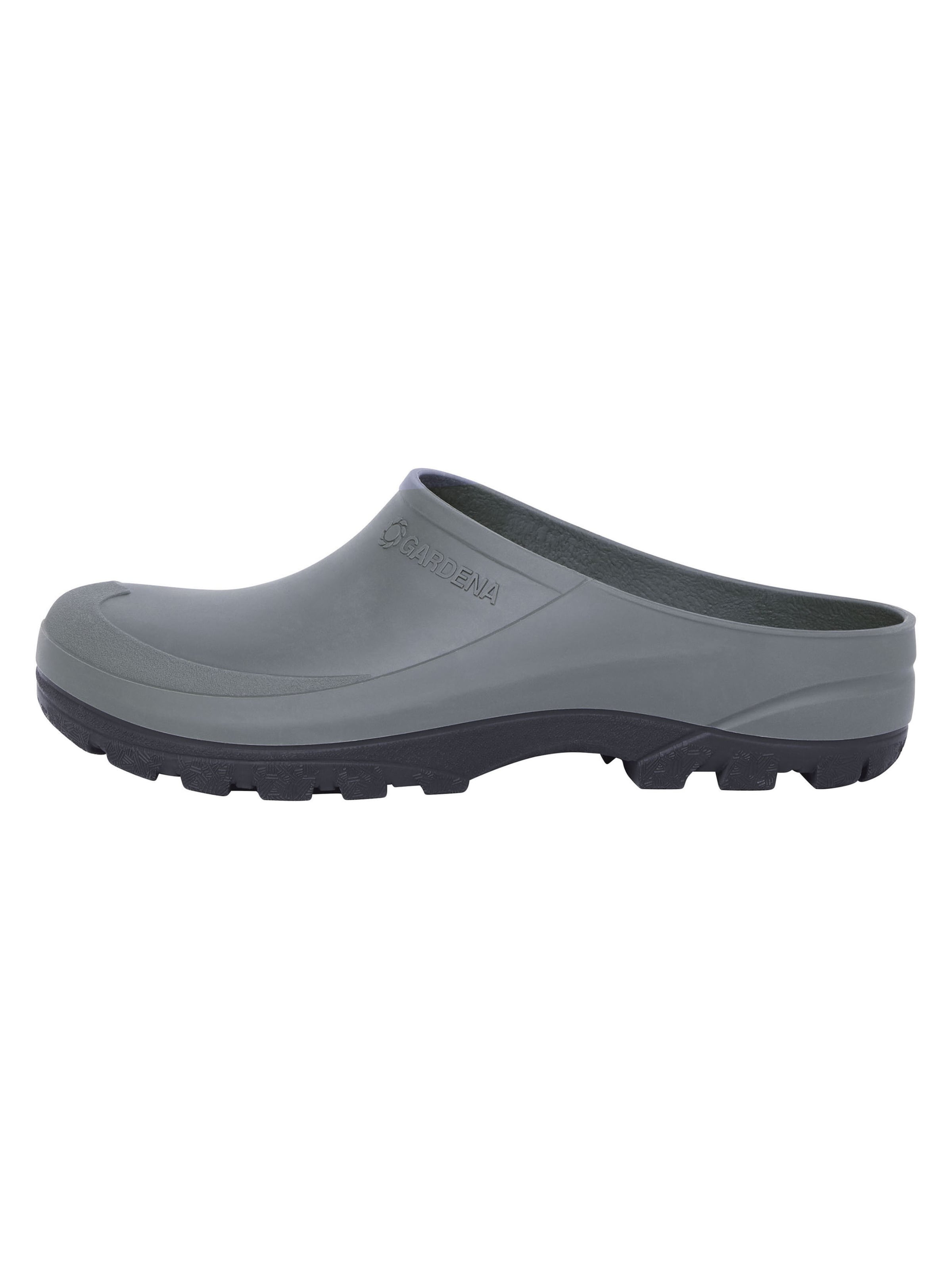 Gardena Clogs in Grau: Vorderseite