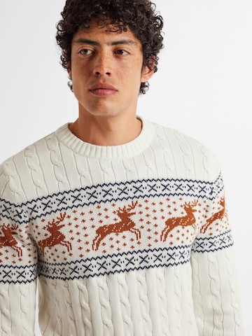 SELECTED HOMME Pullover 'Reindeer' i hvid