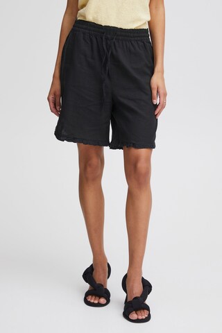 b.young Regular Trousers 'Falakka Frill' in Black: front
