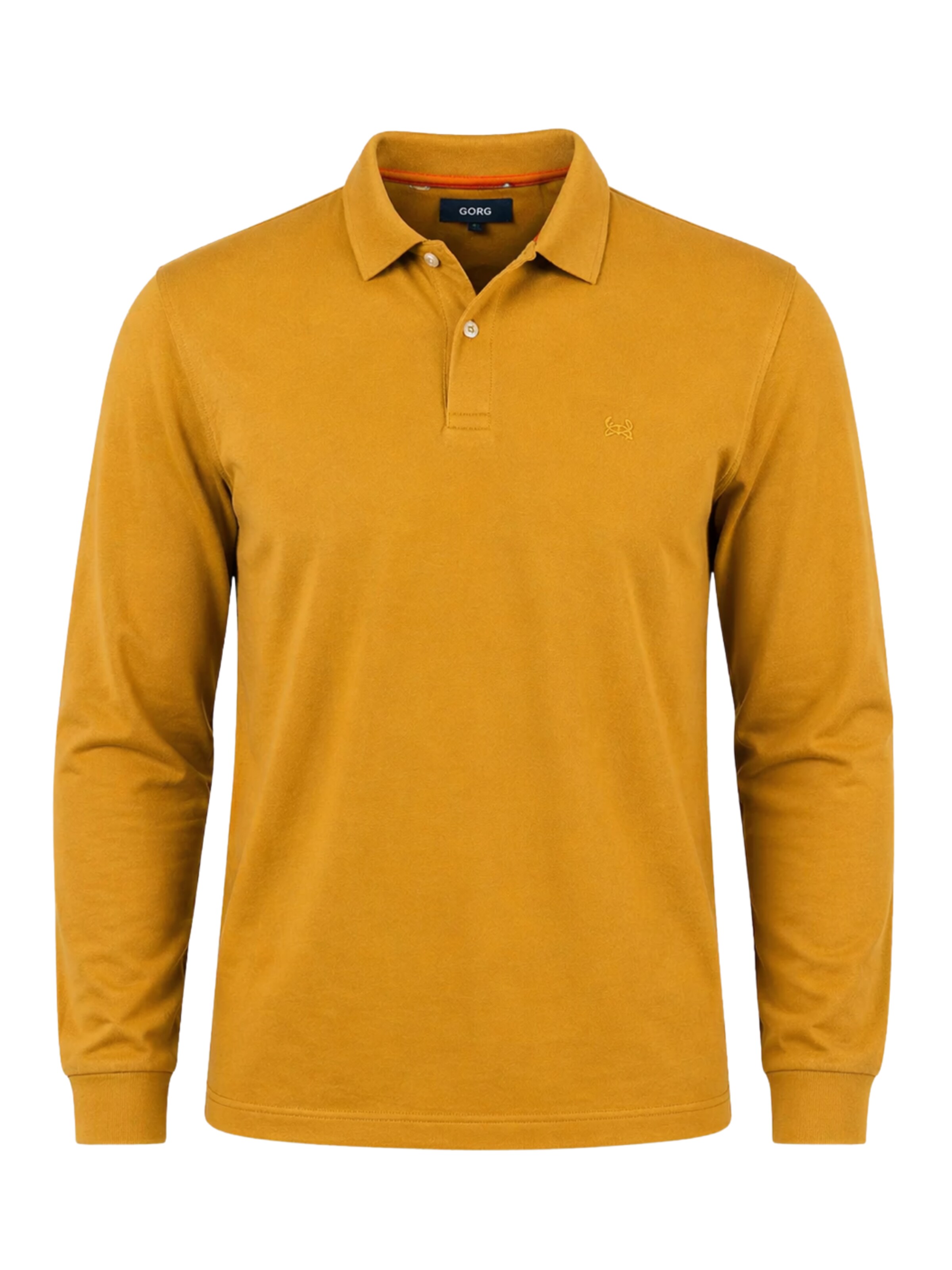 GORG Shirt 'Herren Langarm Poloshirt aus 100% Bio-Baumwolle' in Geel: voorkant