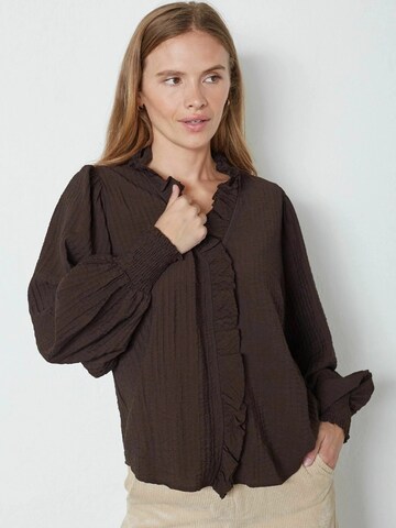 T-shirt ' ShinaCC ' co'couture en marron : devant