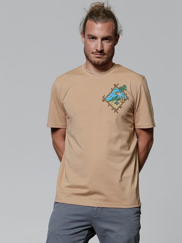 T-Shirt ' Beach is calling ' Watapparel en beige : devant
