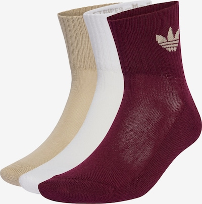 Kojinės 'Mid Crew 3 Pairs' iš ADIDAS ORIGINALS, spalva – smėlio / vyšninė spalva / balta, Prekių apžvalga