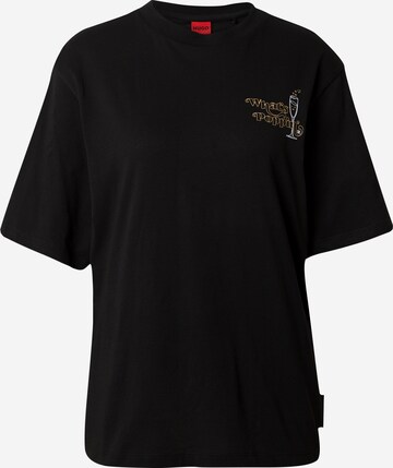 HUGO T-shirt 'Dalonia' i svart: framsida