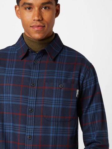 JACK WOLFSKIN Regular fit Button Up Shirt 'CABIN VIEW' in Blue