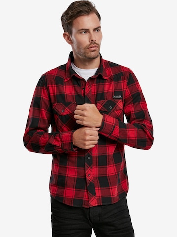 Brandit Regular fit Button Up Shirt in Red: front