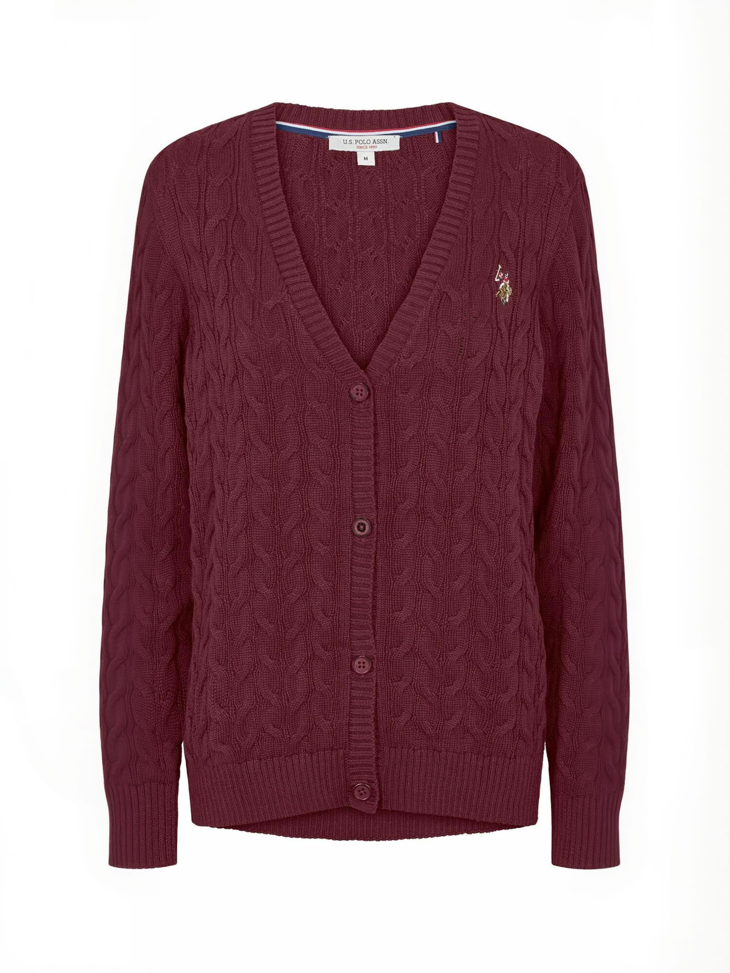 Geacă tricotată ' UW V-neck ' de la U.S. POLO ASSN. pe roșu: față