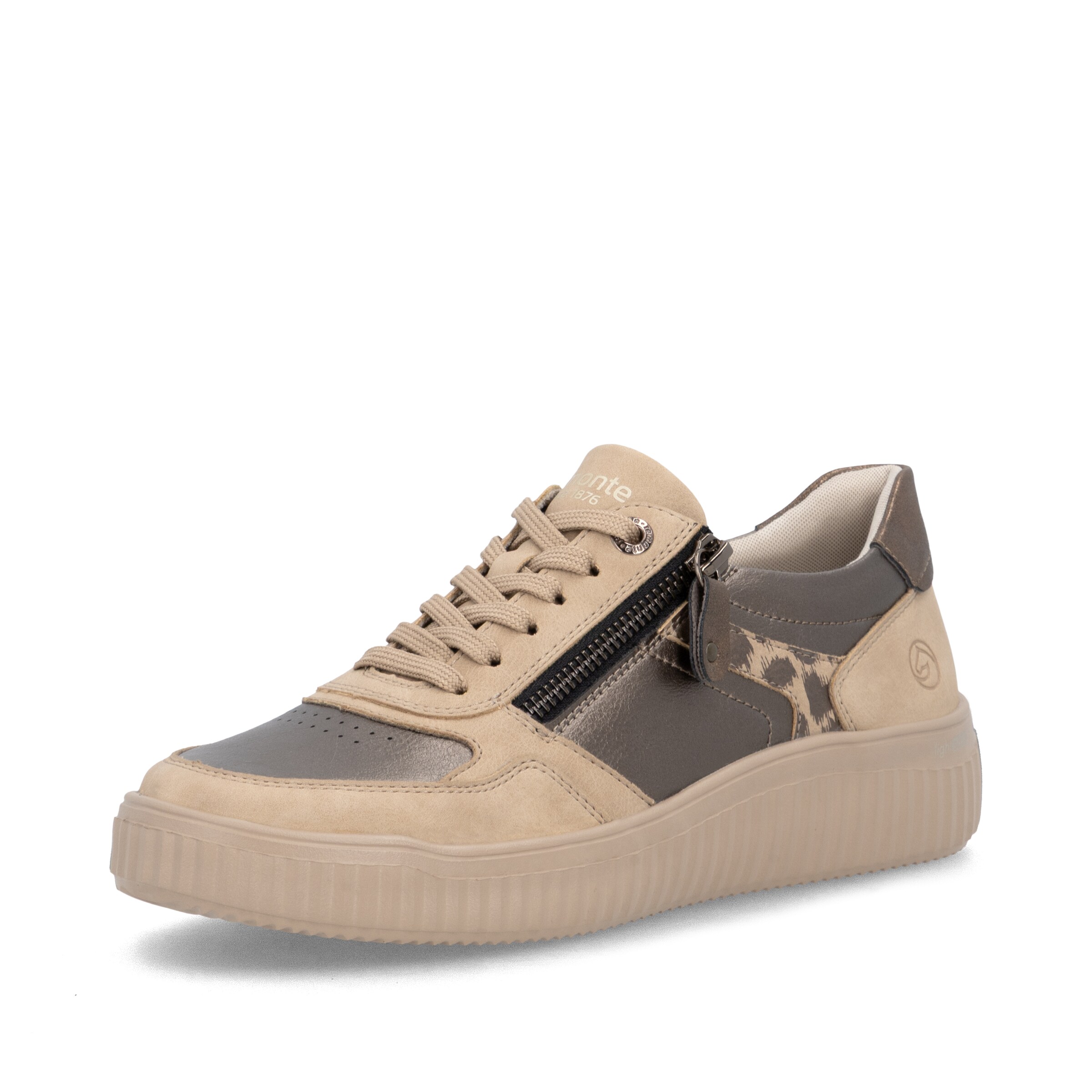 Chaussure de sport à lacets REMONTE en beige : devant