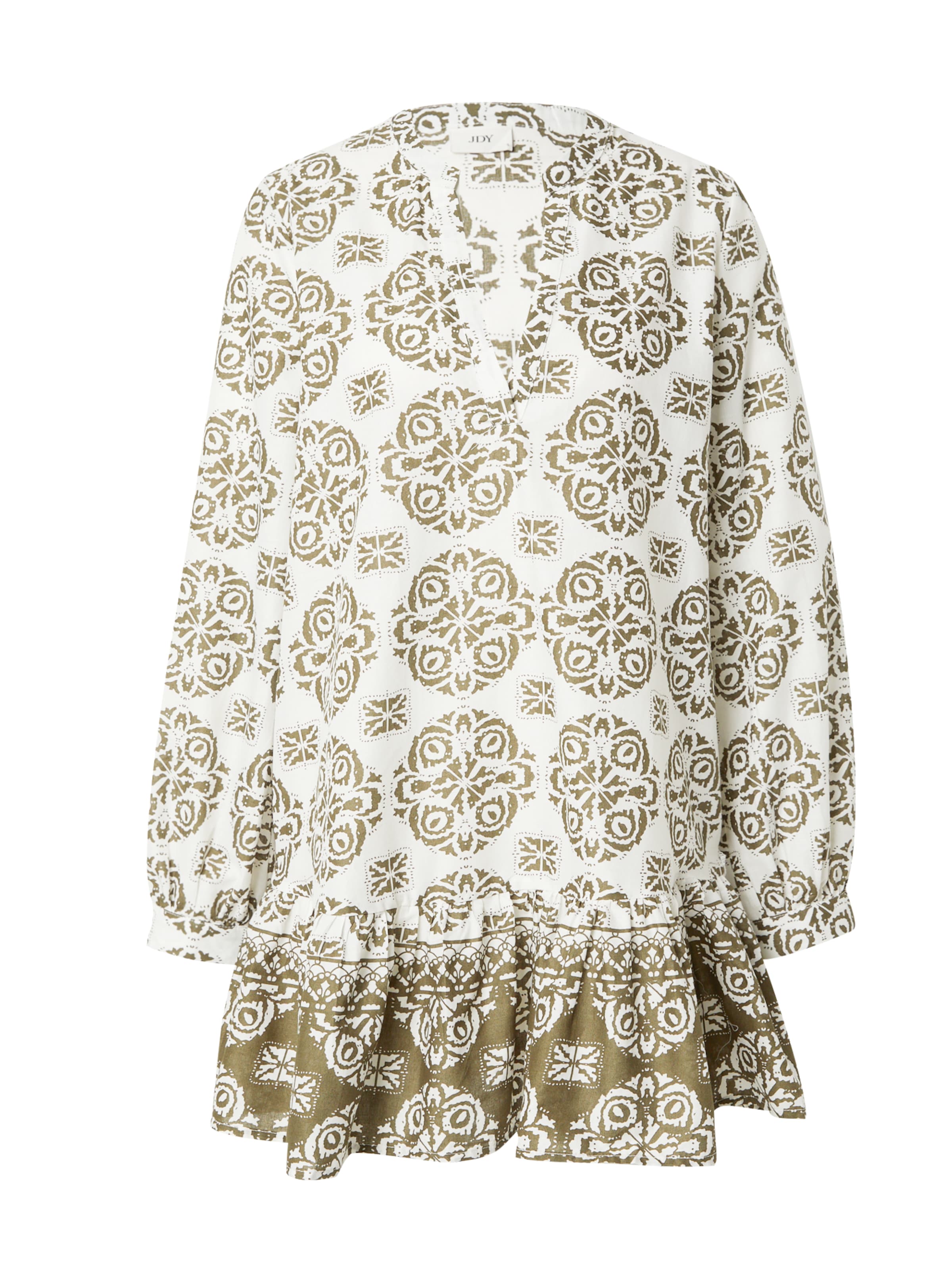 Suknelė 'ANNA' iš JDY, spalva – alyvuogių spalva / balta, Prekių apžvalga