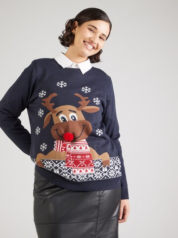 Pull-over 'CARXMAS' ONLY Carmakoma en bleu : devant