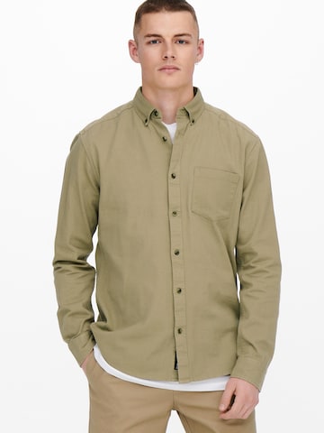 Only & Sons Comfort fit Overhemd 'Bryce' in Beige: voorkant