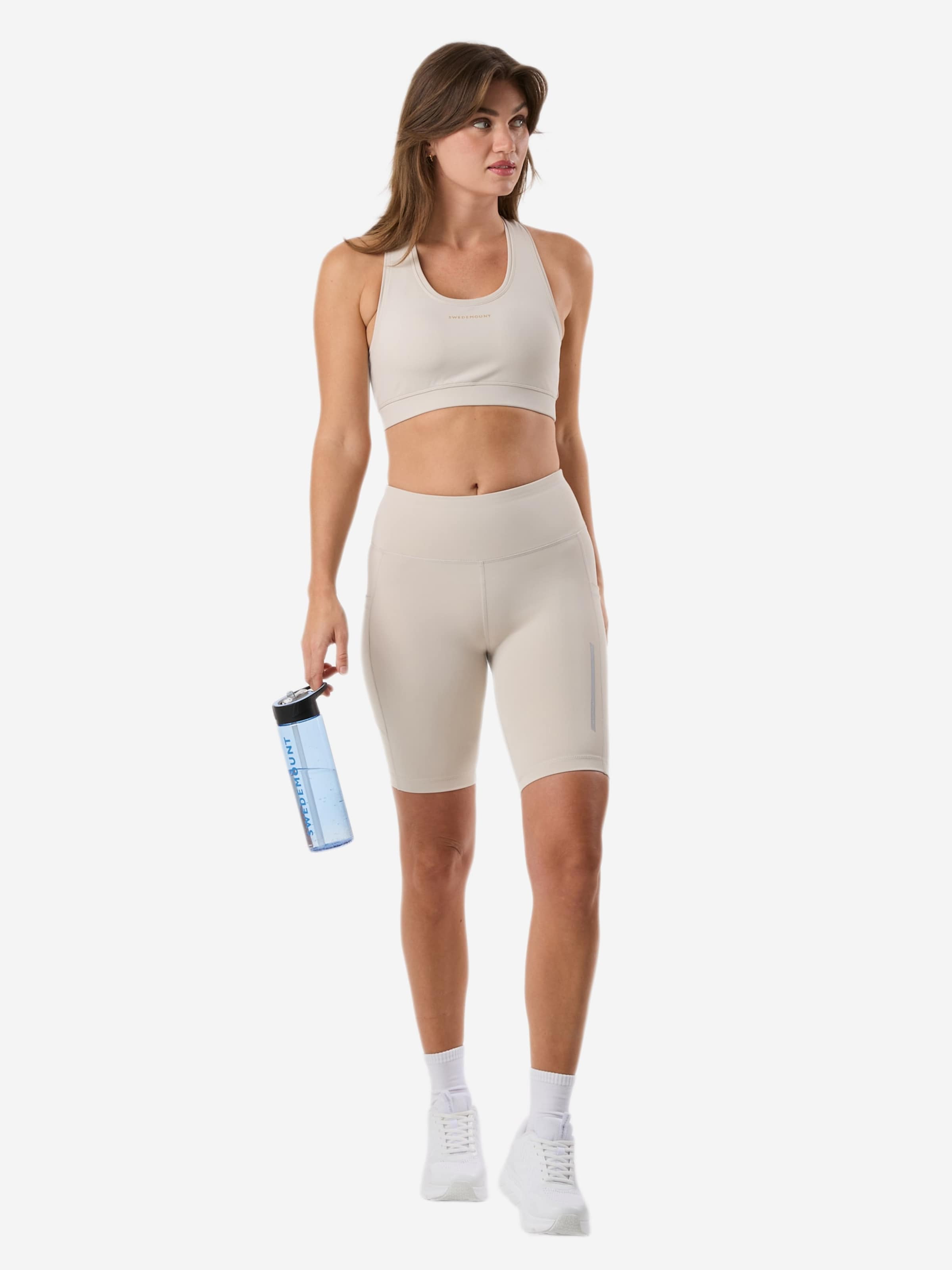SWEDEMOUNT Skinny Sportbroek 'Core' in Beige: voorkant