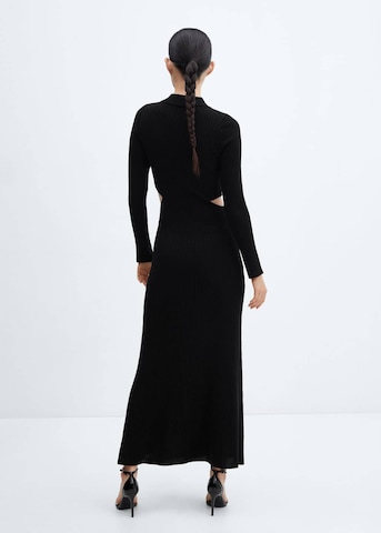 MANGOPletena haljina 'Night' - crna boja