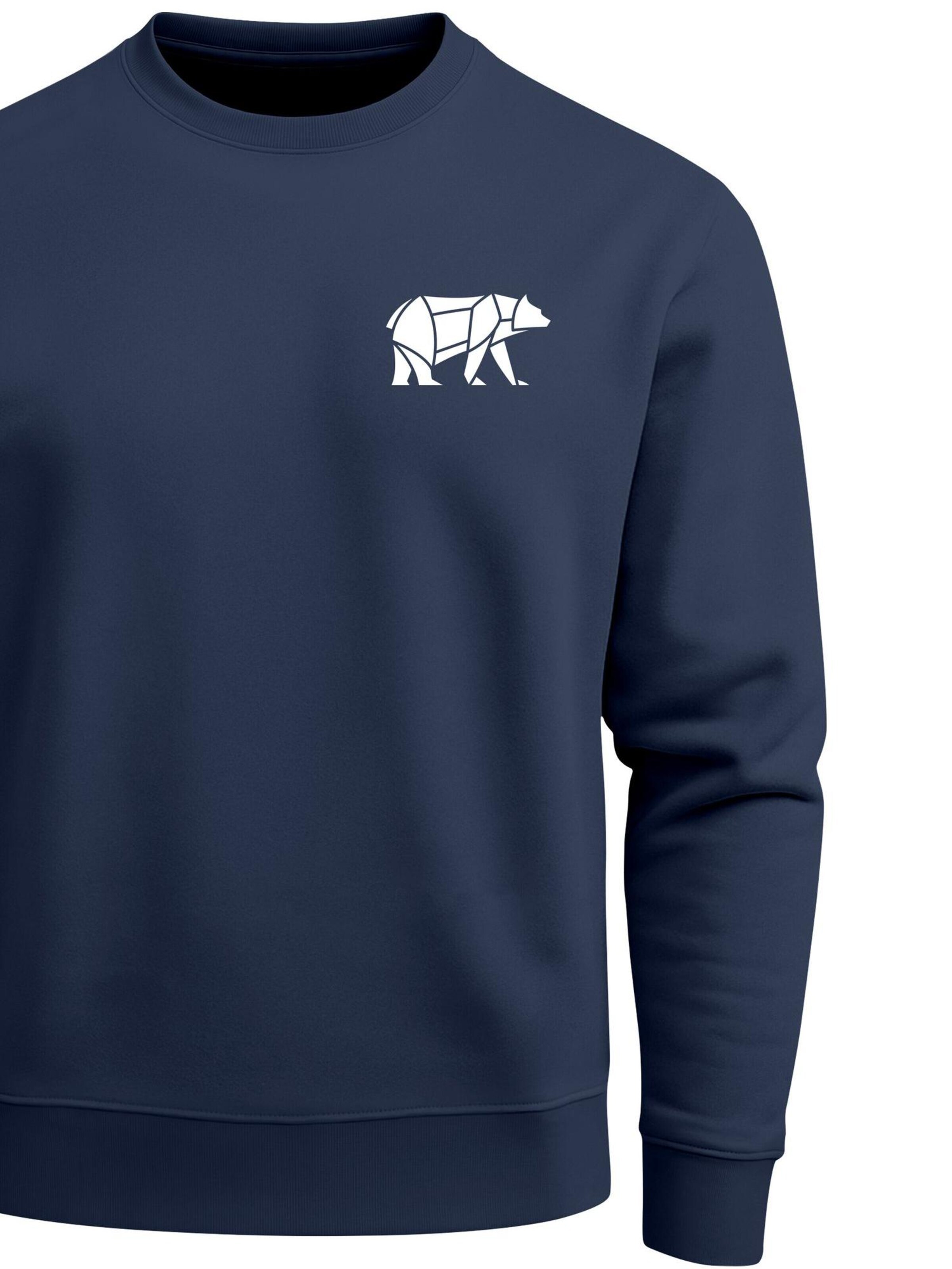 Neverless Sweatshirt 'Bär Lineart Polygon' in Blue