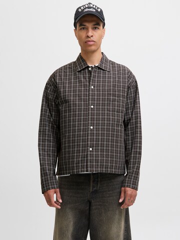 JACK & JONES Comfort fit Button Up Shirt 'JORAustin' in Brown: front
