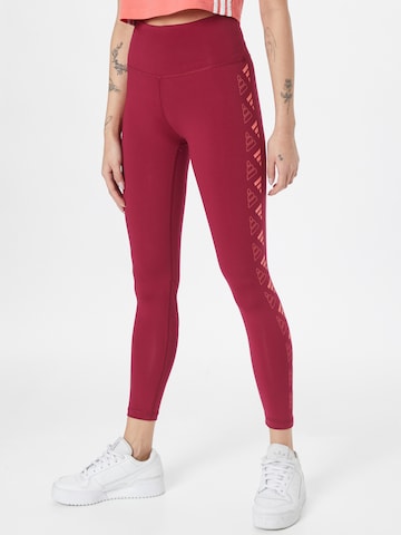 ADIDAS PERFORMANCE Skinny Workout Pants in Red: front